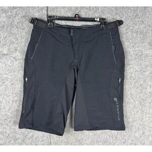 Endura Shorts Men's Large Black 100% Nylon Cycling Biking Zip Pockets